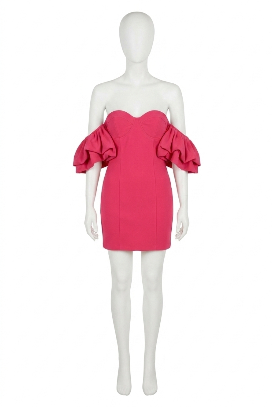 NEW LINE AND DOT robin off the shoulder mini dress in raspberry